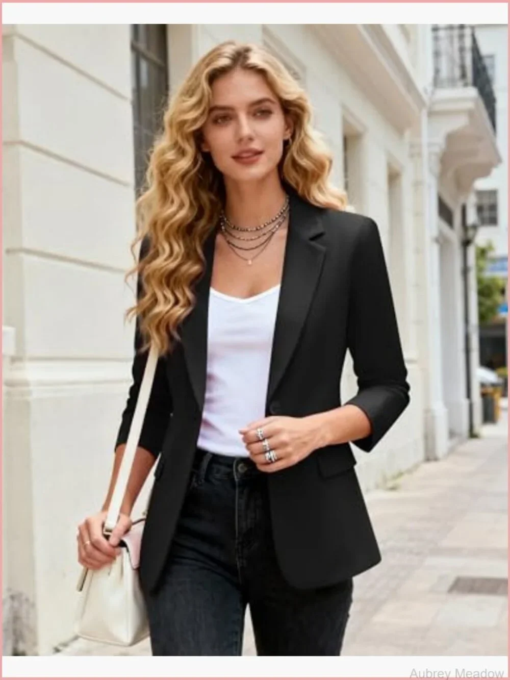 Womens One Button Blazer Long Sleeve Notch Lapel Office Work Jacket Suit with